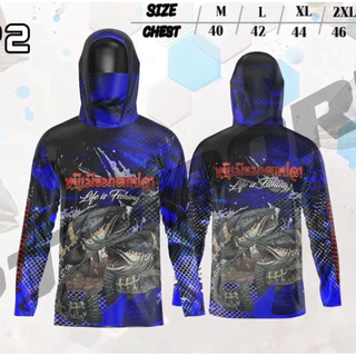 เสื้อตกปลาคำคมมีฮู้ดเเละผ้าบัพเท่ๆ กันเเดดกัน uv ครบจบในตัวเดียว