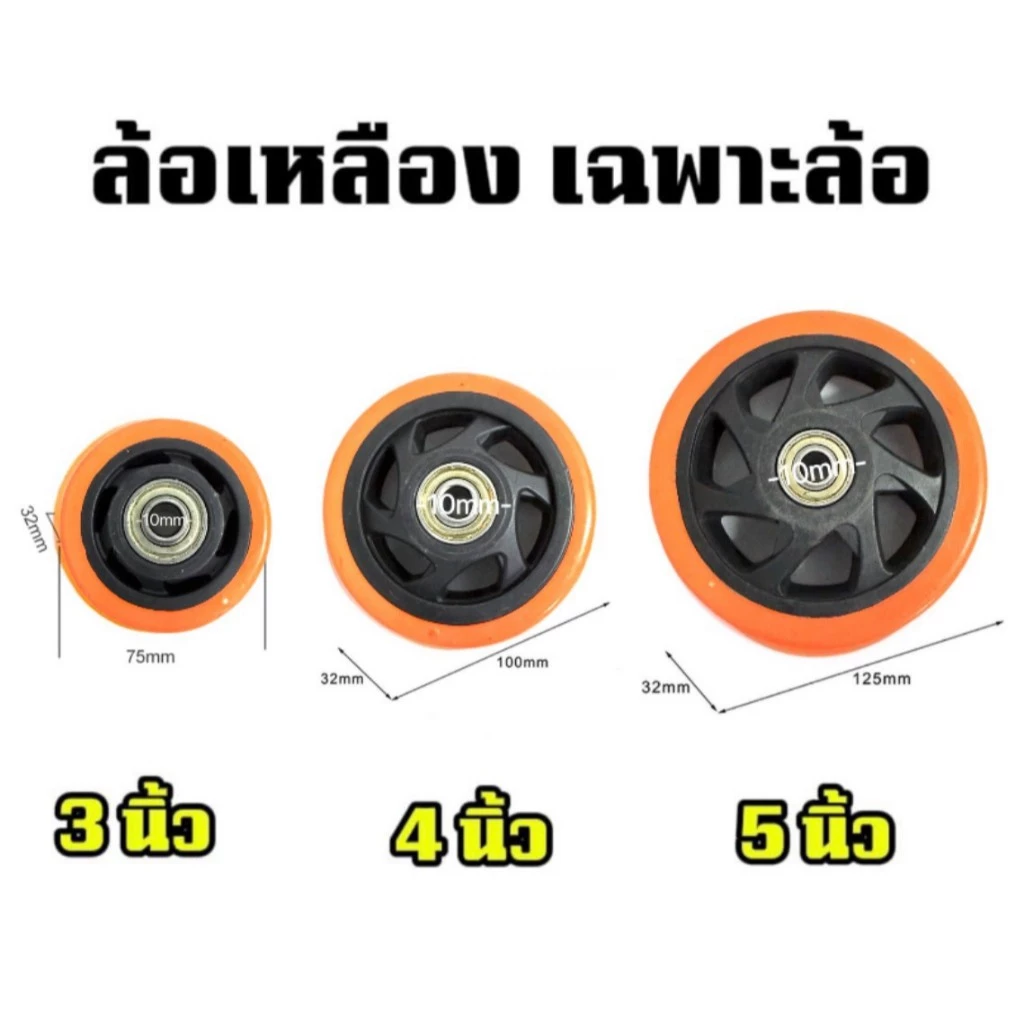 bkk_xenon ล้อยูรีเทนขนาด 3นิ้ว 4นิ้ว 5นิ้ว เฉพาะล้อ 1ชิ้น รับน้ำหนักได้ 100 กก. ล้อรถเข็น ลูกล้อ ล้อพียู ล้อPU