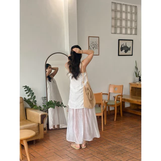 Leemin Dress เดรสสายเดี่ยวผ้าลูกไม้ชีฟอง : everydaylookk store