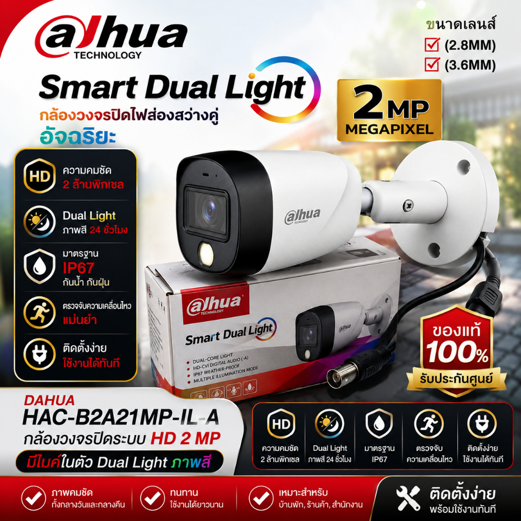 กล้องวงจรปิด Dahua DH-HAC-B2A21M-IL-A