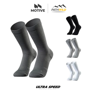 MOTIVE SOCK ULTRA SPEED MONOCHROME ถุงเท้าวิ่ง ออกกำลังกาย ความยาวระดับหน้าแข้ง ระบายอากาศดี โลโก้สะท้อนแสง
