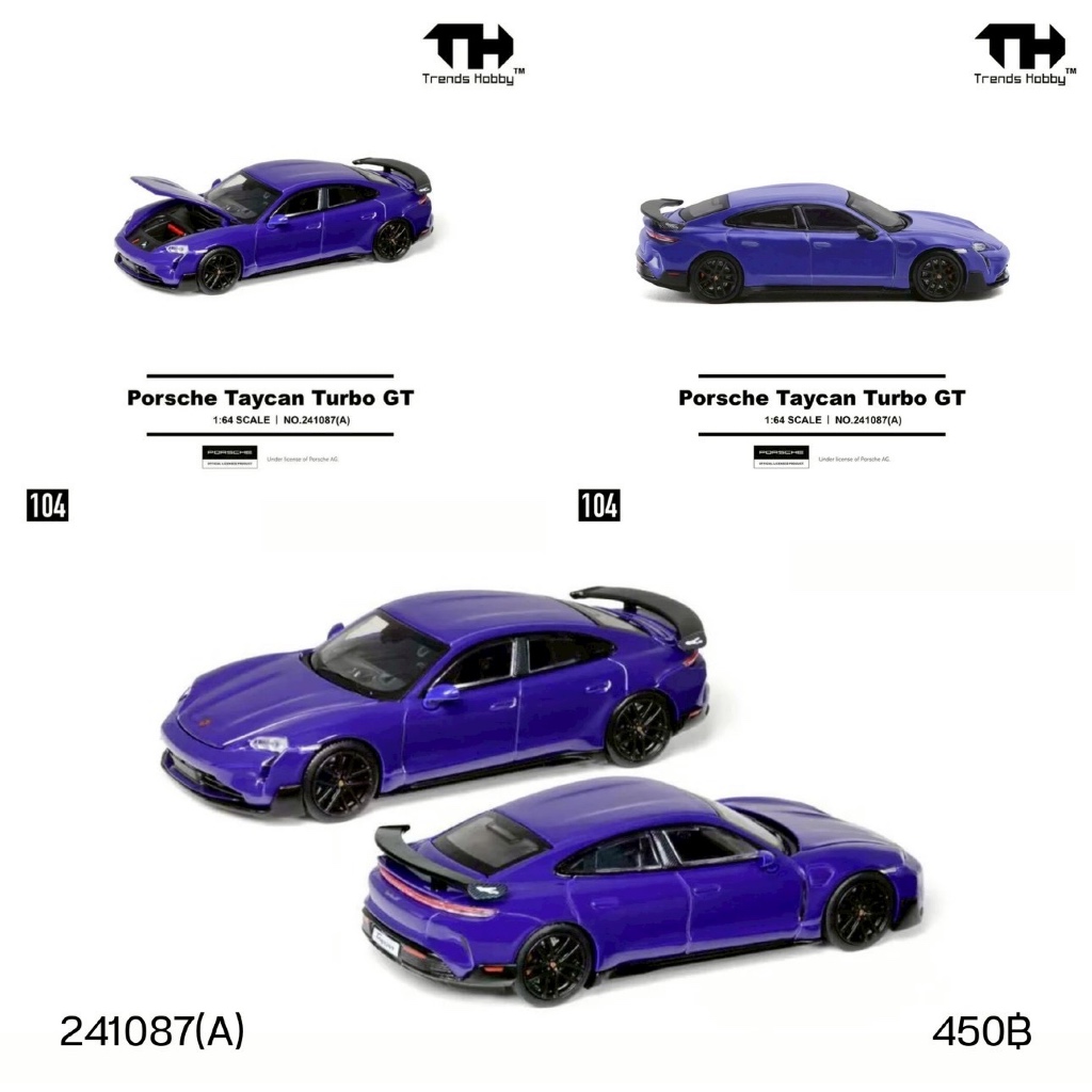 241087(A) - TRENDS HOBBY 1/64  PORSCHE TAYCAN TURBO GT PURPLE DIECAST SCALE MODEL CAR