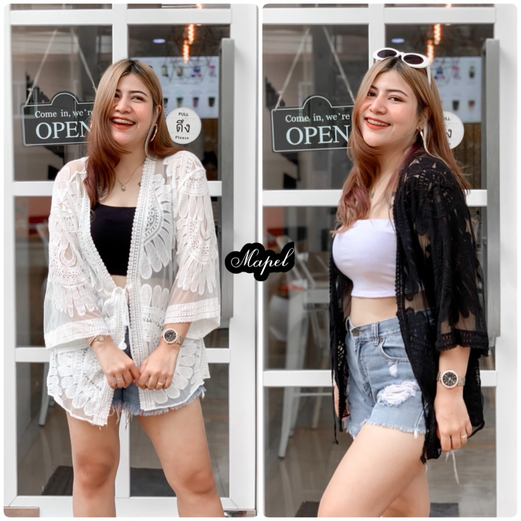 เสื้อคลุมทรีทู ใส่เที่ยวทะเล อกFree size อก38-54นิ้ว