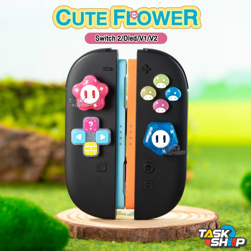 ส่งทันที🔥ปุ่มทิศทาง D-Pad + ABXY สำหรับ Nintendo Switch 2/Oled/V1/V2 ลาย Flower