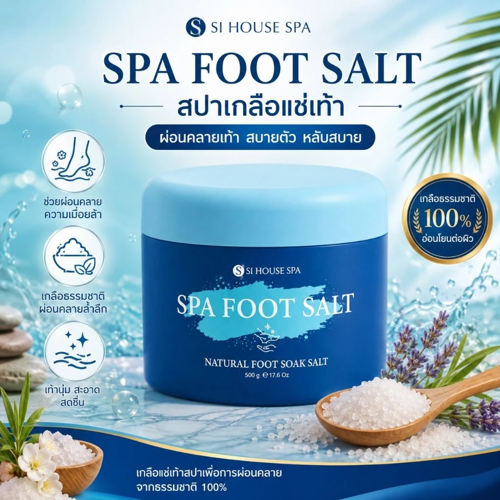Si House เกลือสปาแช่เท้า ขนาด 500g. ช่วยดับกลิ่นเท้าได้ดี กลิ่นหอมละมุน Spaคุณภาพสูง พร้อมส่ง