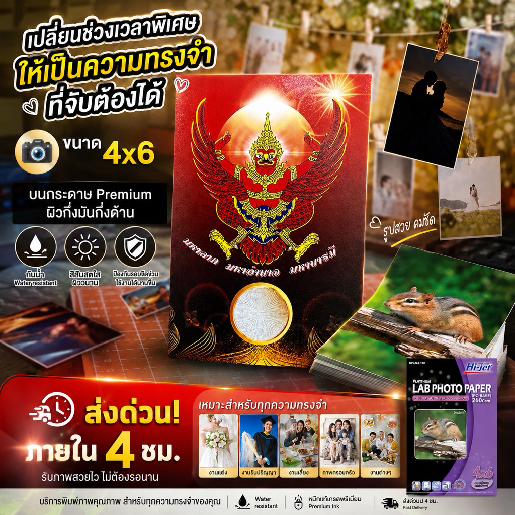 ปริ้นรูป อัดรูปส่งด่วน 2x3นิ้ว 4x6นิ้ว A4 A5 A6 🎁ส่งทันทีได้รับใน4ชม.