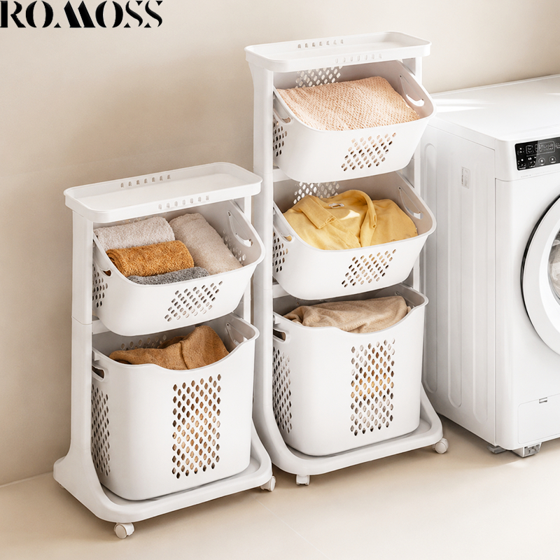 ROMO ตะกร้าเก็บเสื้อผ้าสกปรก อเนกประสงค์ มีหูหิ้วจับทนทาน แข็งแรงไม่บางเบา ส่งจากกรุงเทพฯ