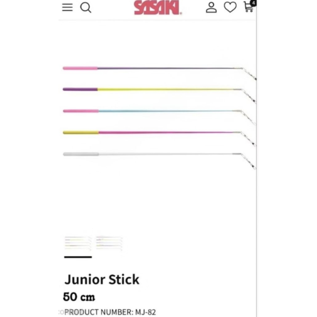 พร้อมส่งจากไทย Sasaki ไม้ริบบิ้นยิมนาสติก ยาว 50 ซม. รุ่น Junior Stick MJ-82