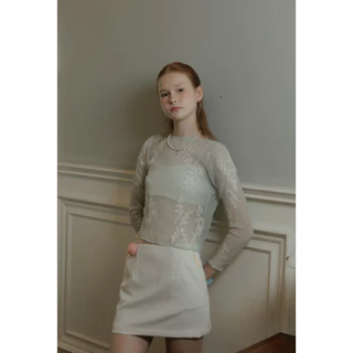 KALE LACE TOP(White•Past green)