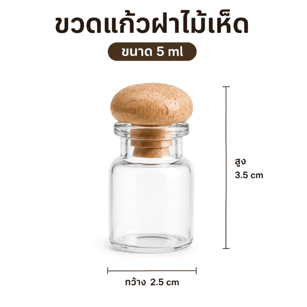 ขวดแก้วฝาไม้เห็ด 5 ml- 100 ml thumbnail 3