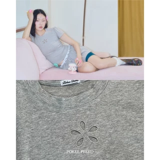 POKEE | FLEUR TEE เสื้อเบบี้ที หัวแขนตุ๊กตา ฉลุลายดอกไม้ ꕤ