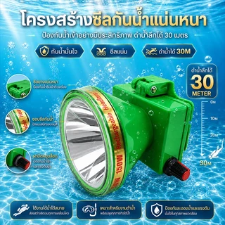 ไฟคาดหัวดำน้ำ 150W กันน้ำ ชาร์จแบตเตอรี่ แสงสว่างแรง ส่องปลาใต้ทะเล Diving Headlight