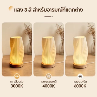 โคมไฟตั้งโต๊ะ โคมไฟข้างเตียง โคมไฟตั้งโต๊ะแบบเสียบ USB หรี่แสงได้พร้อมฐานไม้ โคมไฟหัวเตียง สำหรับบ้าน, ห้องนอน