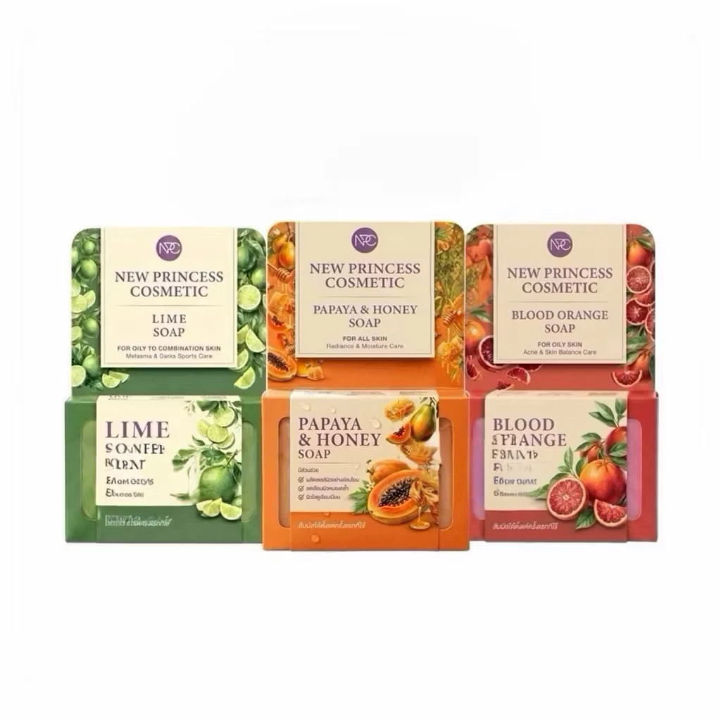 สบู่มะละกอน้ำผึ้ง / สบู่มะนาว / สบู่ส้มเลือด NPC New Princess Cosmetic Soap.ขนาด 60 กรัม