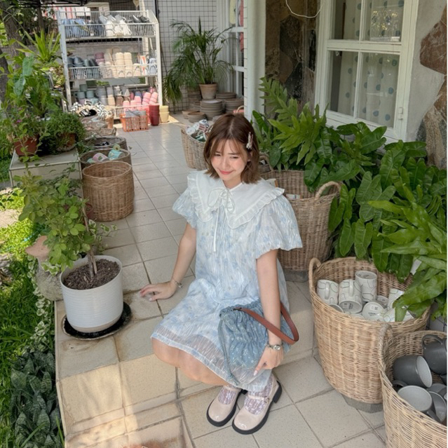 dress015- ✨🎀🥂 lollipop Set เดรสแขนบอลลูน+ปกคอบัว
