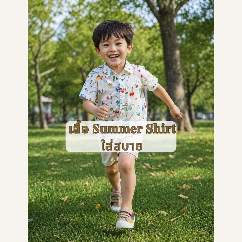 เสื้อเชิ้ตเด็ก Little Win Story ผ้าบางเบา ใส่สบาย ระบายอากาศดี (ไซซ์ 90-130)
