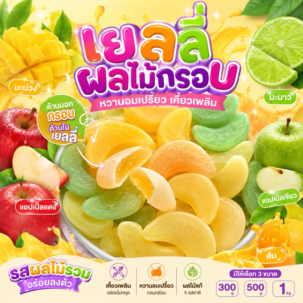เยลลี่ผลไม้กรอบ หวานอมเปรี้ยว อร่อยทานเพลิน