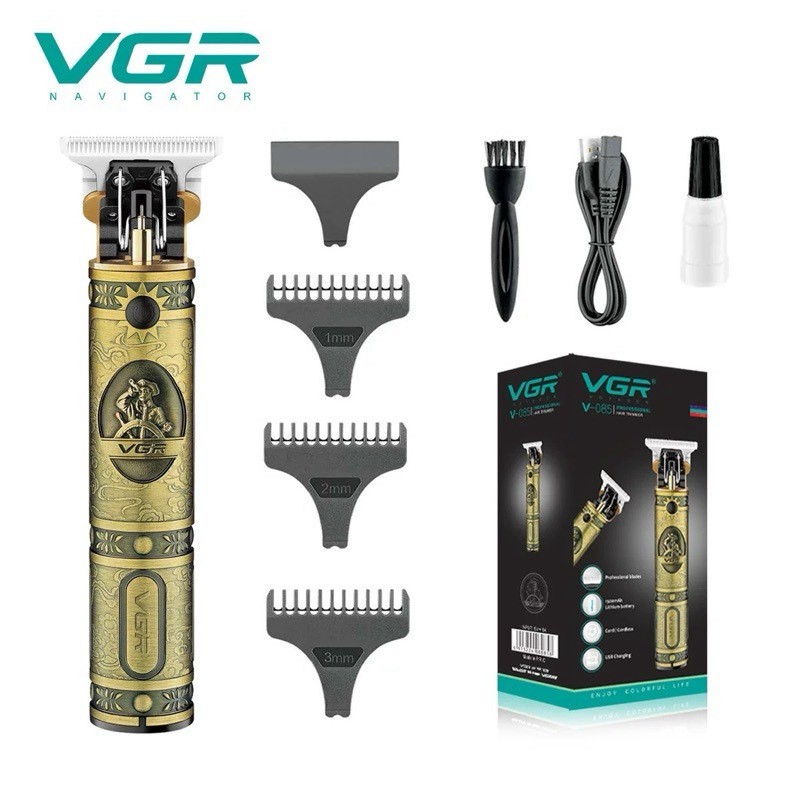 VGR ปัตตาเลี่ยน V-085 ชาร์จไฟได้ Zero Gapped หัวล้าน T-Blade Trimmer ตัดปิด ไร้สาย ใช้งานง่าย แม่นยำ