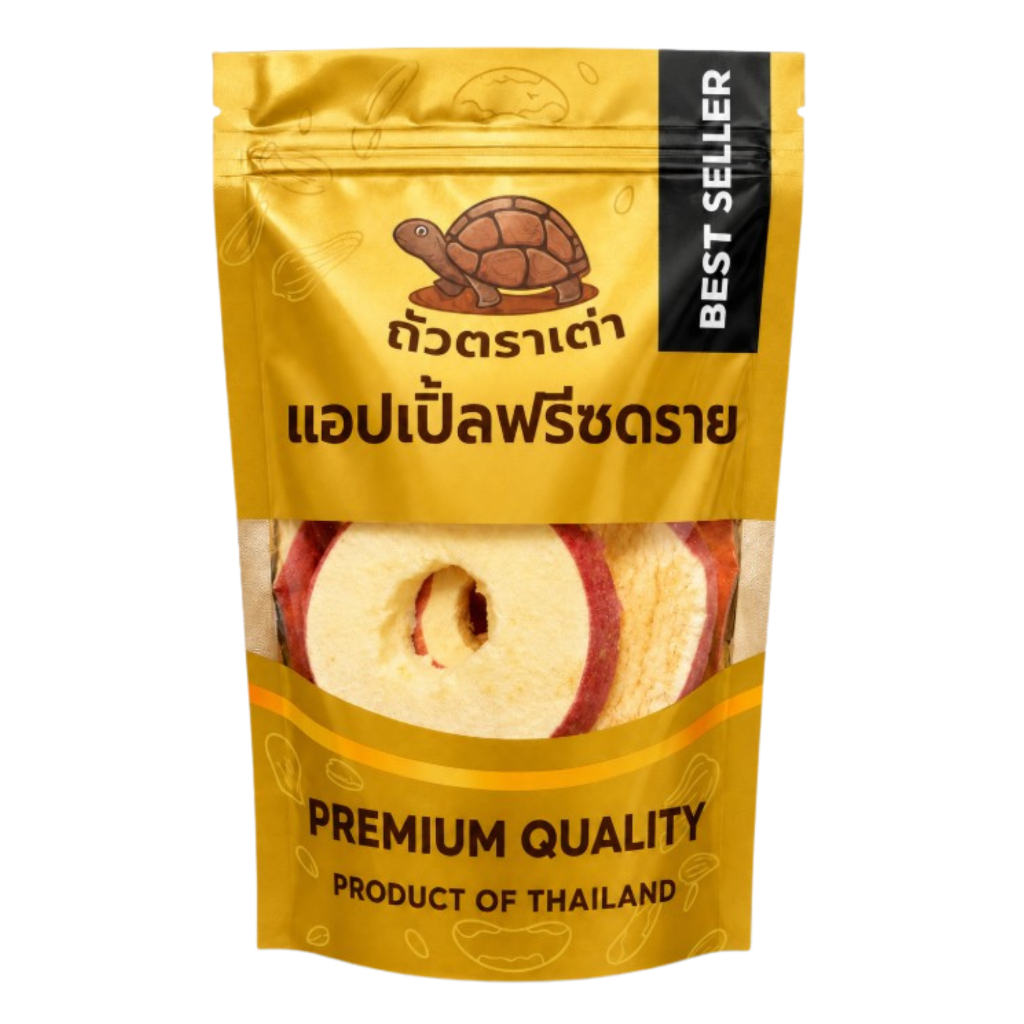 แอปเปิ้ลฟรีซดราย 250 กรัม | Freeze Dried Apple | กรอบ ฟู หอมธรรมชาติ | ผลไม้ฟรีซดราย พร้อมทาน เกรดพรีเมียม ถั่วตราเต่า