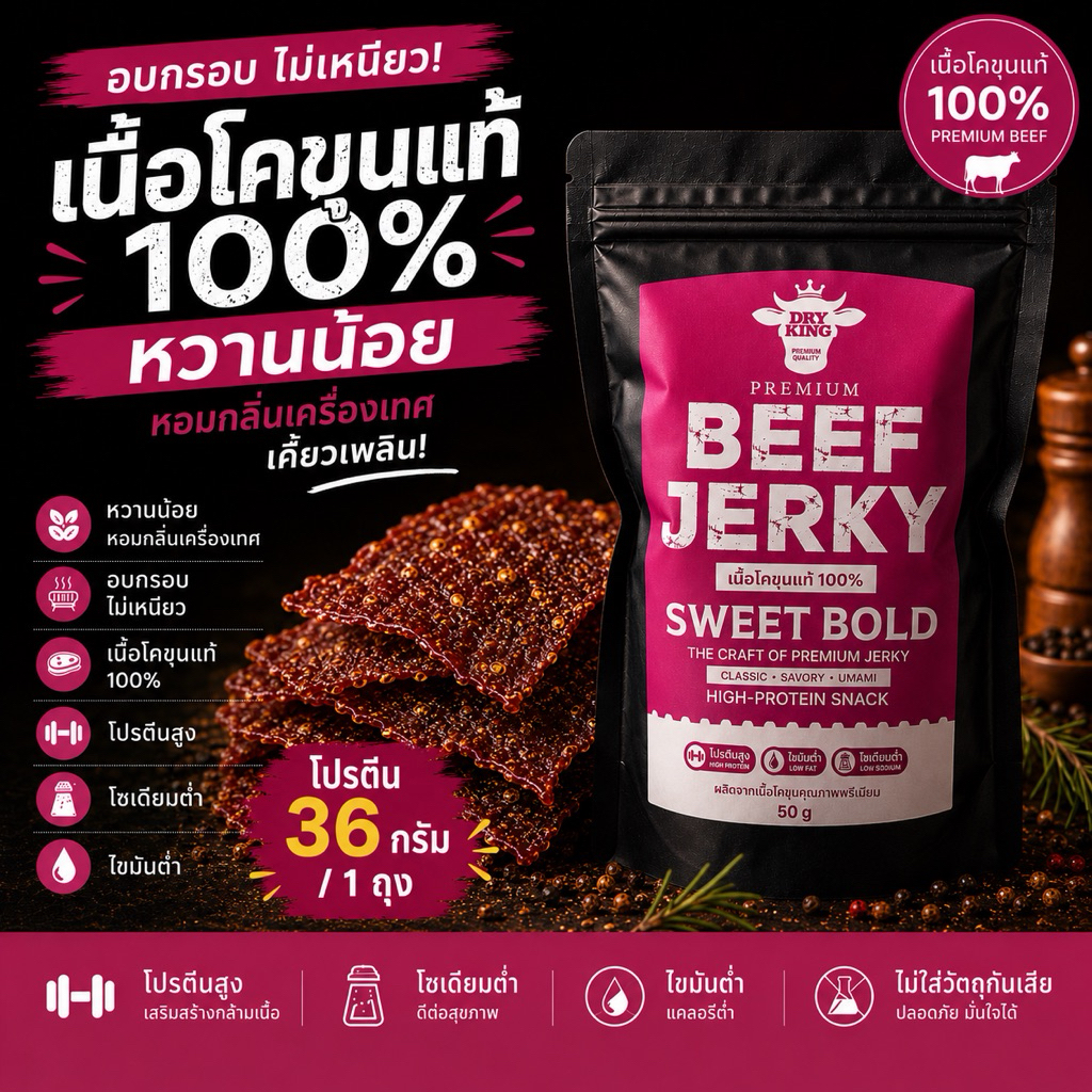 [ส่งไว ขายดี] เนื้อโคขุนอบกรอบรสหวานน้อย🍯