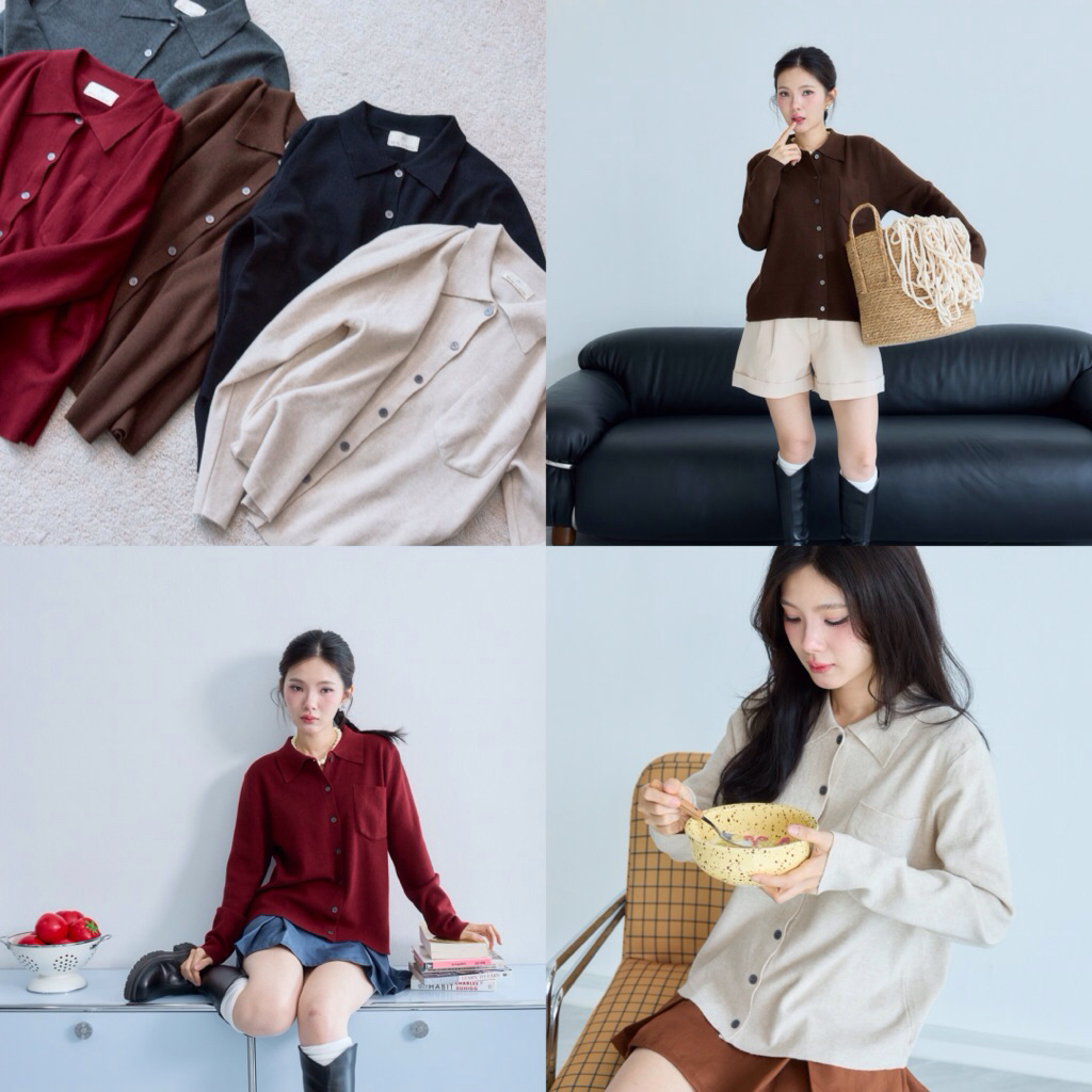 Ruby top - เสื้อทรงเชิ้ตผ้าknitted รุ่นนี้ผ้านุ่มสุดๆเลยค่ะ ทรงเบสิคใส่ง่าย มีทั้งหมด 5 สี