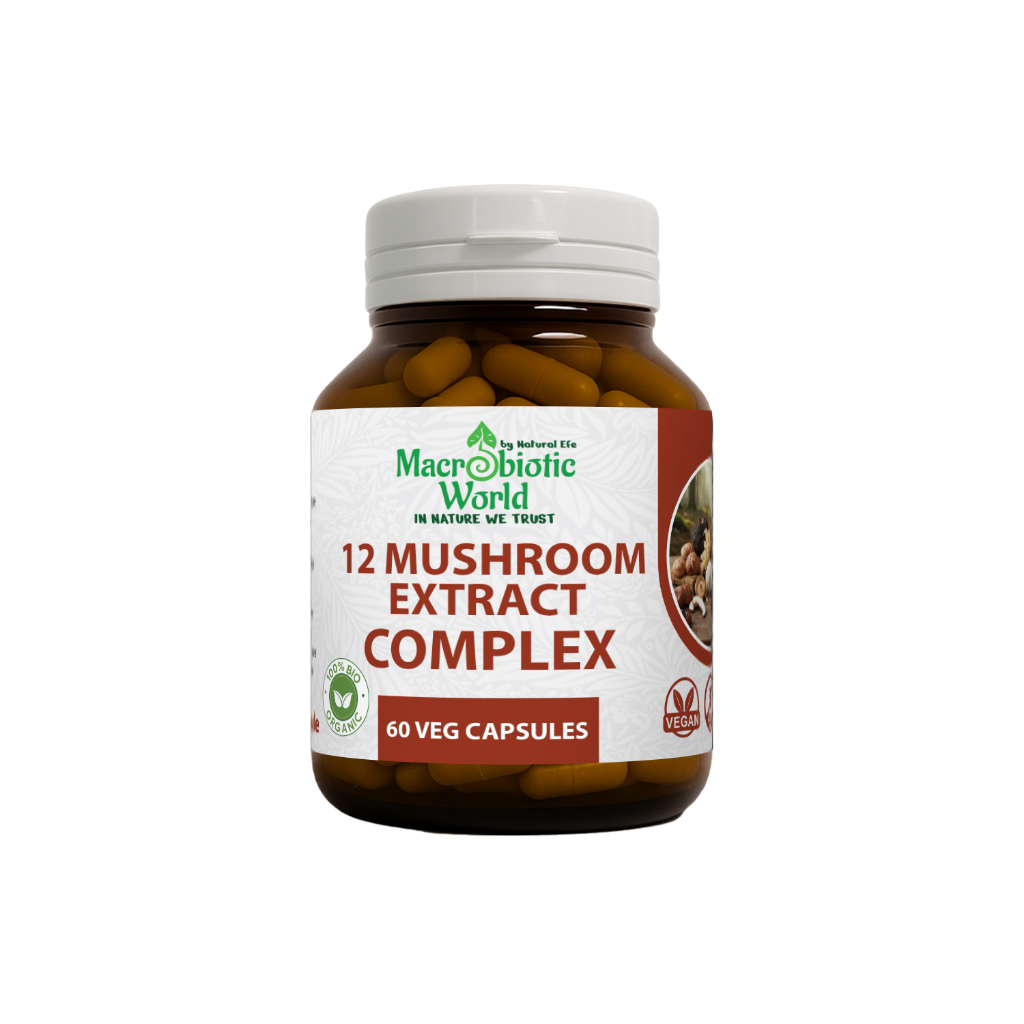 Organic/Bio 12 Mushroom Extract Complex 60 Capsules l Macrobiotic Future Natural Efe l Capsules l SY