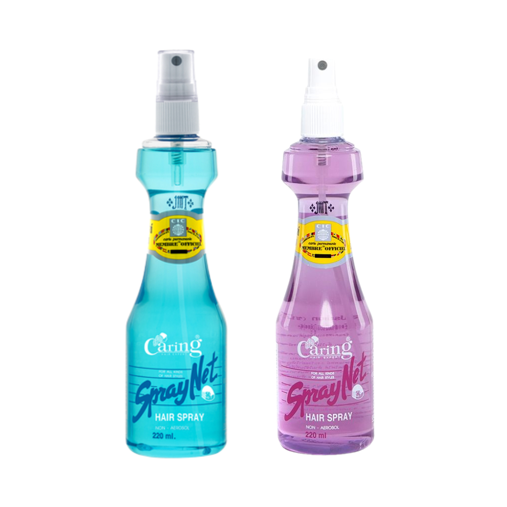 สเปรย์จัดแต่งทรงผม 220 มล. Caring Spray Net สูตรแข็งพิเศษ ล็อคผมอยู่ทรงนาน