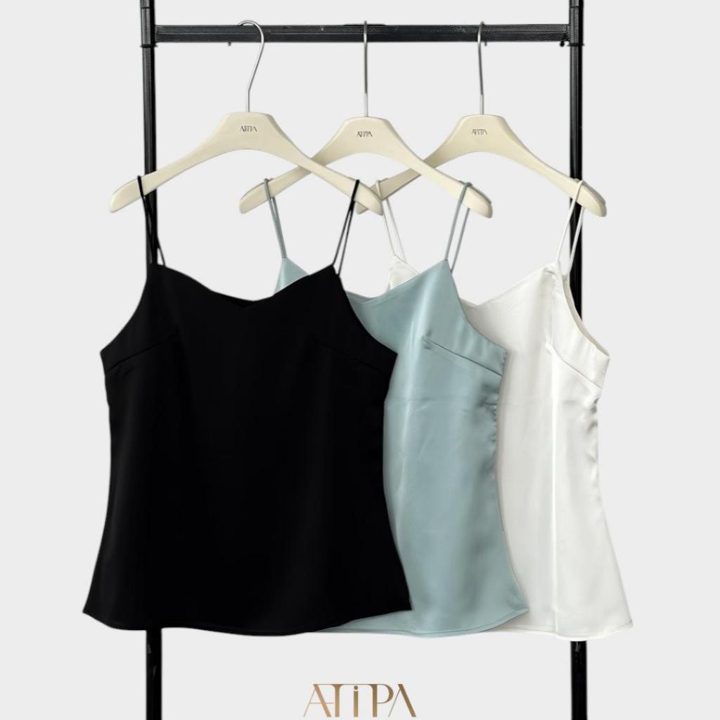 Atipashop - Elowen Satin Tank (K1416#) | เสื้อสายเดี่ยว ผ้าซาตินเนื้อเงาสวย ดูหรูมีระดับ