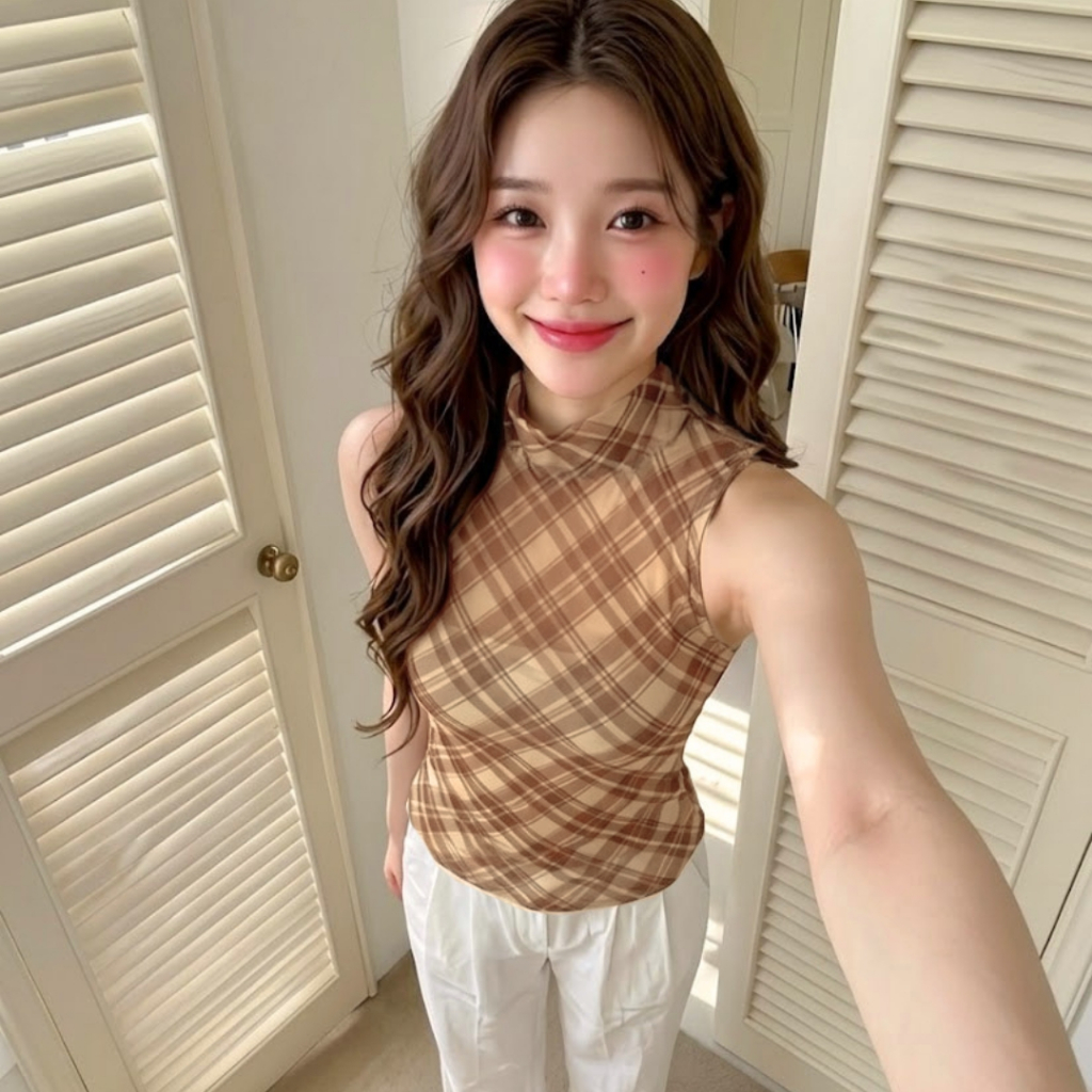 Twin See-Through เสื้อซีทรูลายสก็อต Miladi