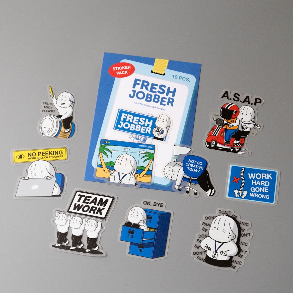 เซตสติกเกอร์ไดคัท กันน้ำ Fresh Jobber  | ease around