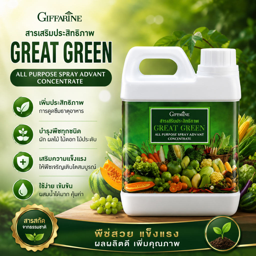 สารจับใบกิฟฟารีน เกรทกรีน กิฟฟารีน ยาจับใบ สารเสริมประสิทธิภาพ กิฟฟารีน ฉีดพ่นทางใบ