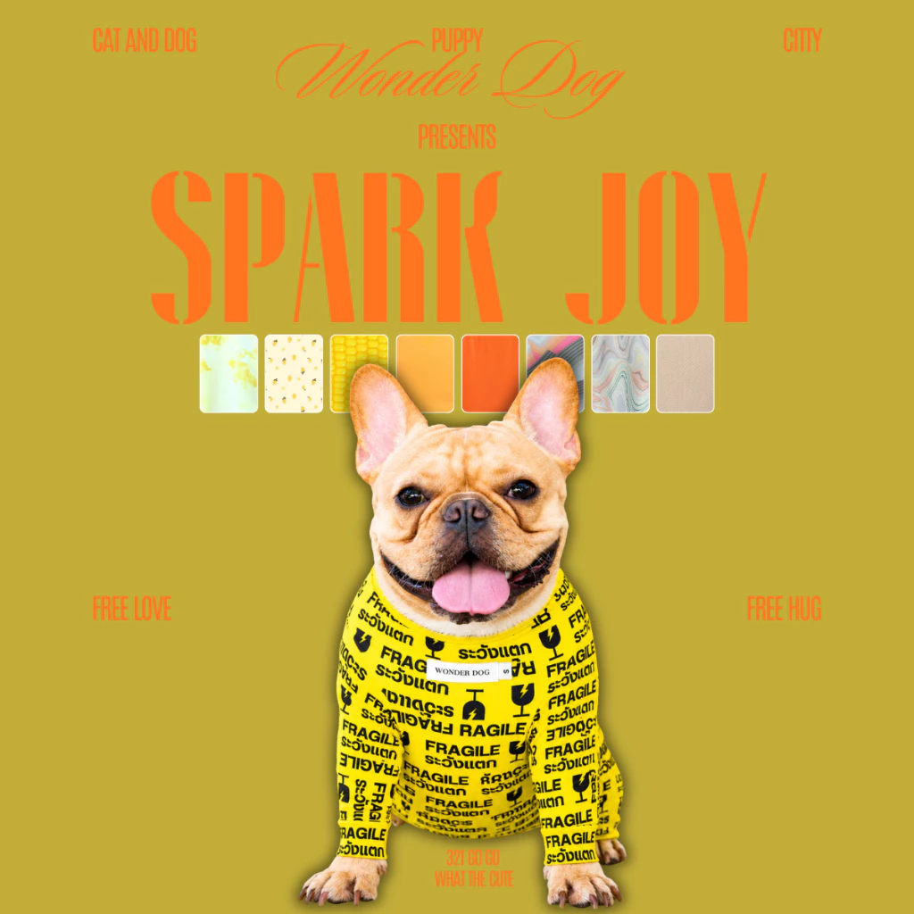 ชุดเก็บขน wonder dog เสื้อสุนัข เสื้อแมว ชุดกันขนร่วงสุนัข ชุดสัตว์เลี้ยง โทนส้มเหลือง ตารางไซส์เลื่อนขวานะคะ