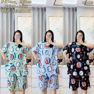 ชุดนอนไซส์ใหญ่6XL ชุดนอนแขนสั้นขาสามส่วน ชุดนอนคนอ้วน น้ำหนัก100กก.ใส่ได้