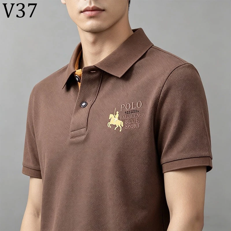 V37 เสื้อโปโลแขนสั้นสำหรับผู้ชาย ดีไซน์สวยงาม สวมใส่สบาย เหมาะสำหรับหลากหลายโอกาส มีไซส์ให้เลือก: M-3XL