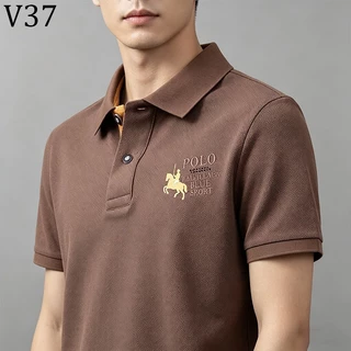 V37 เสื้อโปโลแขนสั้นสำหรับผู้ชาย ดีไซน์สวยงาม สวมใส่สบาย เหมาะสำหรับหลากหลายโอกาส มีไซส์ให้เลือก: M-3XL