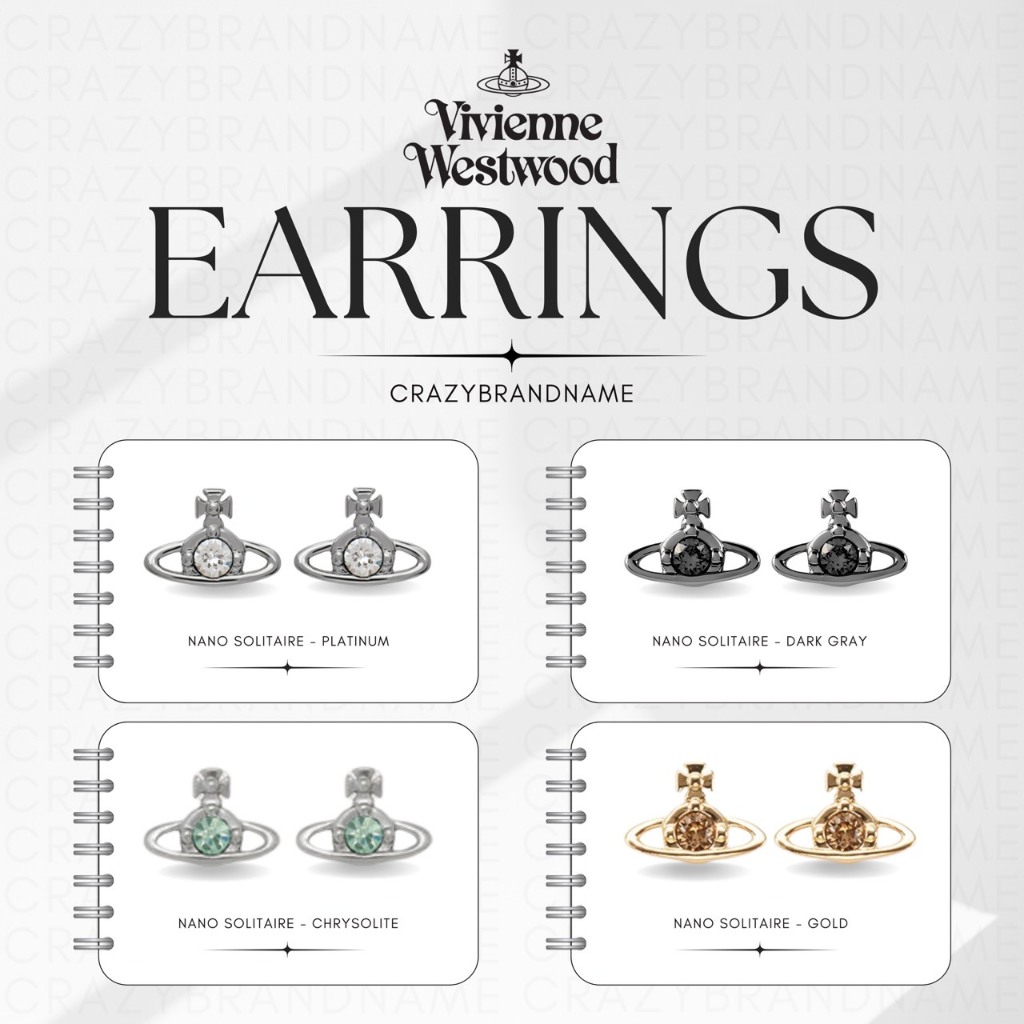 💓พร้อมส่ง💎เครื่องประดับVivienne Westwood Nano Solitaire Earrings⚡️ ของแท้💯