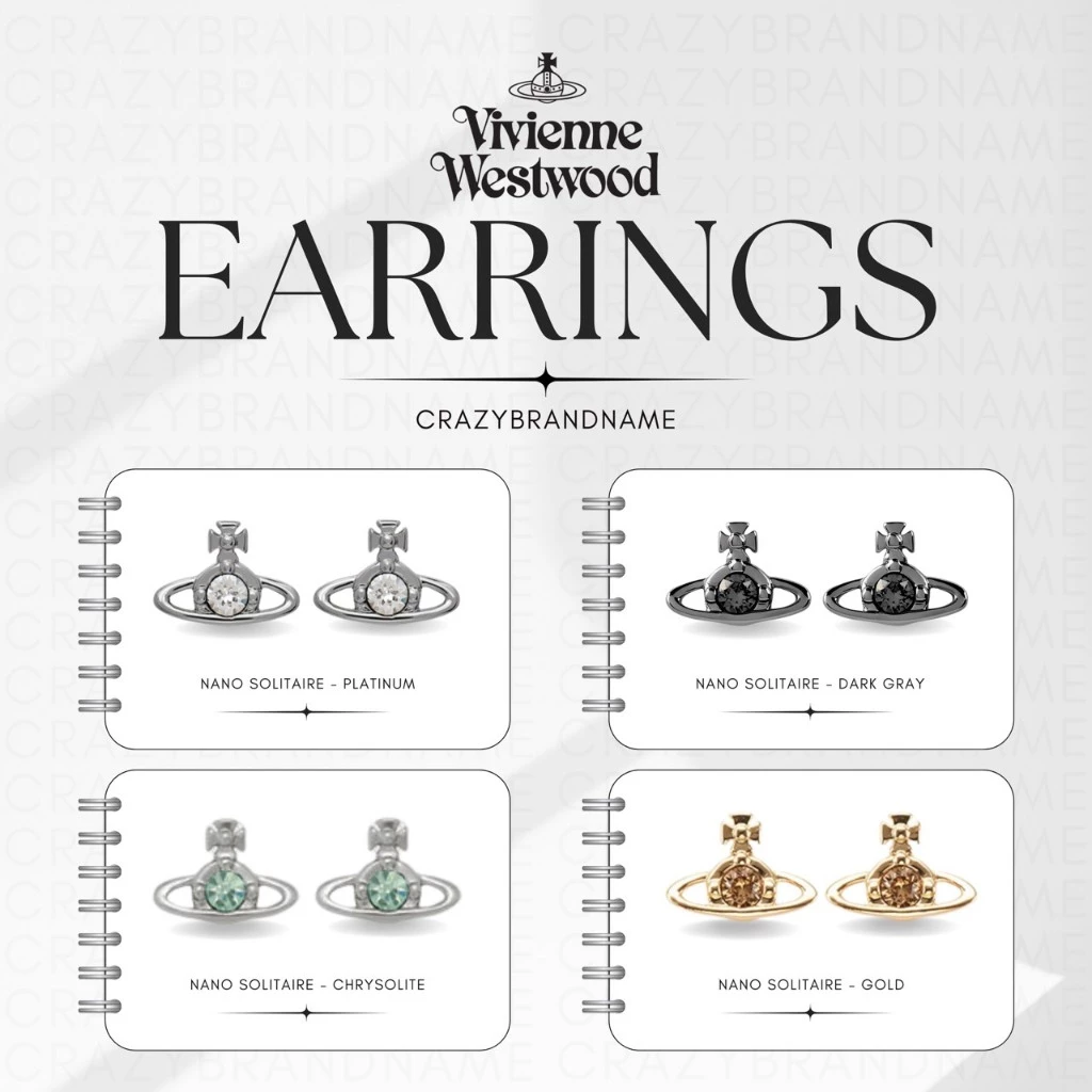 💓พร้อมส่ง💎เครื่องประดับVivienne Westwood Nano Solitaire Earrings⚡️ ของแท้💯