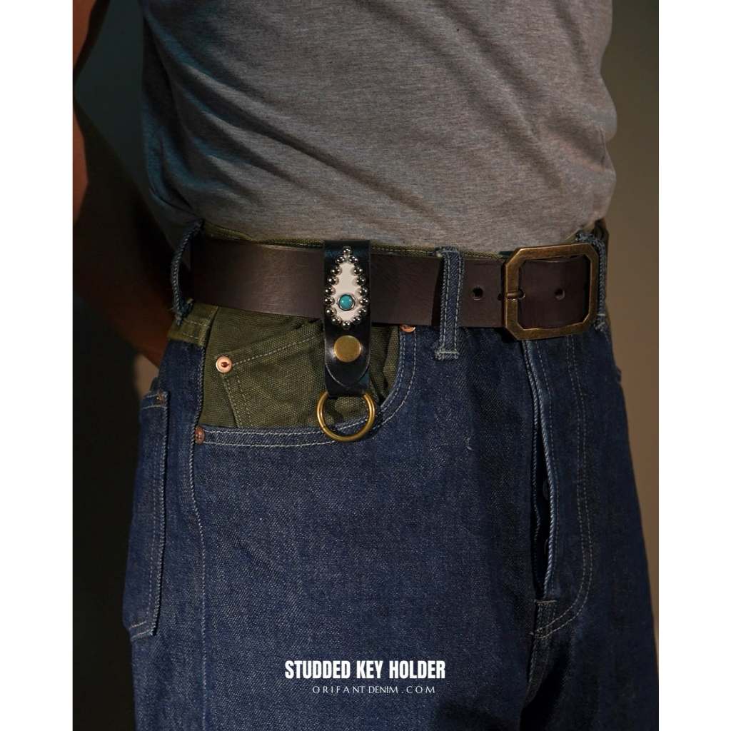 STUDDED KEY HOLDER ORIFANT DENIM (ไม่สามารถเลือกแบบได้)