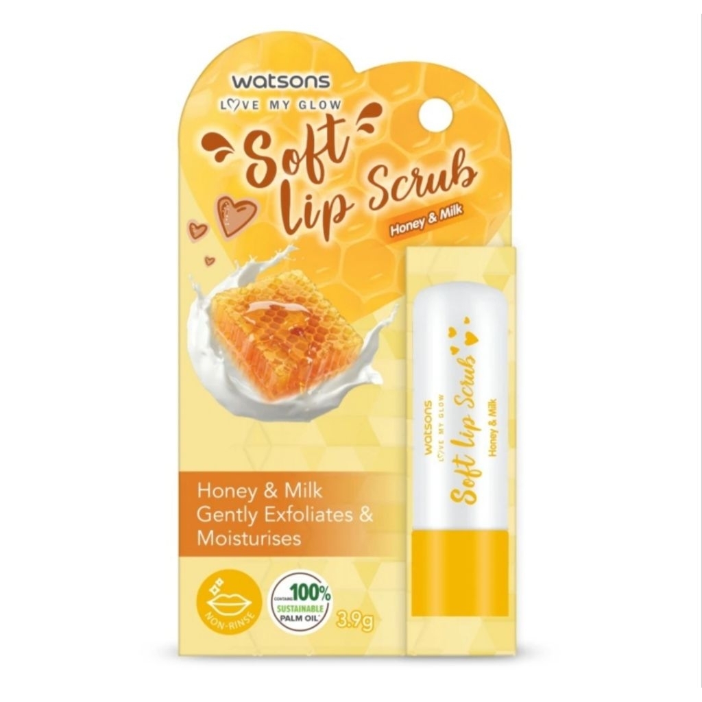 💋💄วัตสัน ซอฟ ลิป สครับ ฮันนี่ แอนด์ มิลค์ (Watsons Love My Glow Soft Lip Scrub Honey & Milk) 3.9 กรั