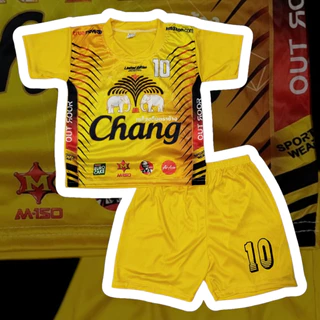ช้าง2 ชุดกีฬาเด็กลาย chang S-M ผ้ามันไมโคร S 1-2 ปี 7-12โล ,M 2-4 ปี 12-17โล ชุดบอลเด็ก