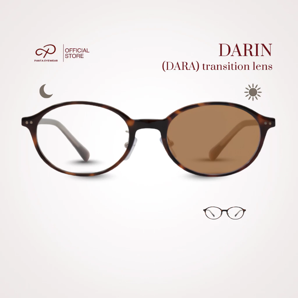 (สายตาสั้น) PANTA | DARA : DARIN (ดาร์ลิน) แว่นกรองแสงออกแดดเปลี่ยนสีชา Ultra clear