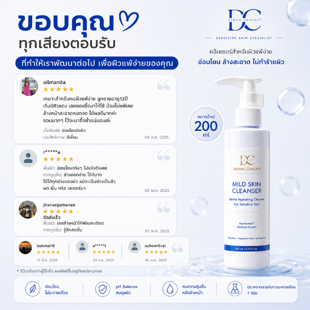 Derma Concept Mild Skin Cleanser 200ml รูปที่ 7
