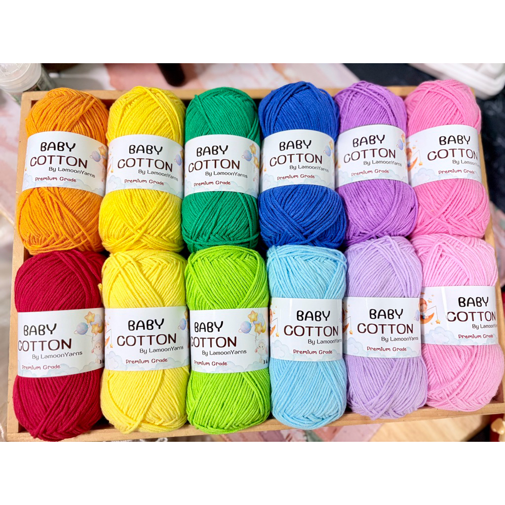 เซ็ต 12 ม้วน ไหมเบบี้คอตตอน baby cotton no.20 น้ำหนัก 40 กรัม