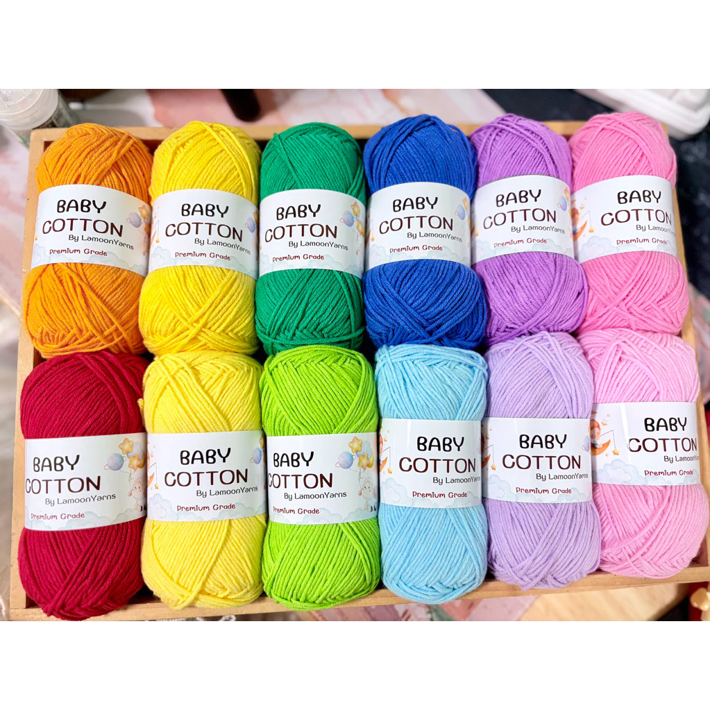 เซ็ต 12 ม้วน ไหมเบบี้คอตตอน baby cotton no.20 น้ำหนัก 40 กรัม