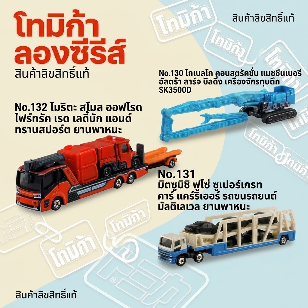 🇯🇵 Tomica Long Type Series No.130 / 131 / 132 | โมเดลรถเหล็กของแท้จากญี่ปุ่น ของใหม่ 🏗️🚙🚒