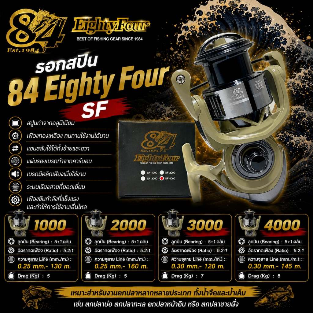 [พร้อมส่ง] รอกสปิน 84 Eighty Four SF 5+1BB รอบ 5.2:1
