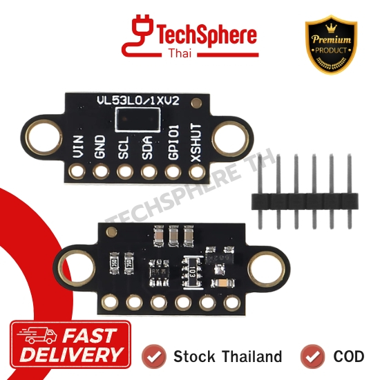 VL53L0X V2 โมดูลวัดระยะเลเซอร์ ToF Flight Distance Sensor Breakout Board I2C Arduino ESP8266 ESP32
