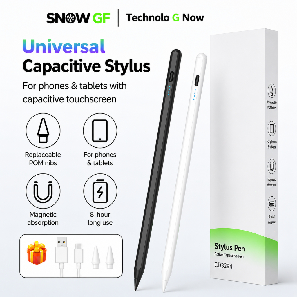 SNOW GF GD3 ปากกาสไตลัส Universal Stylus Pen สำหรับ Tablet และมือถือ Android ปากกาทัชสกรีน เขียนลื่น วาดรูป จดโน้ต ชาร์จ