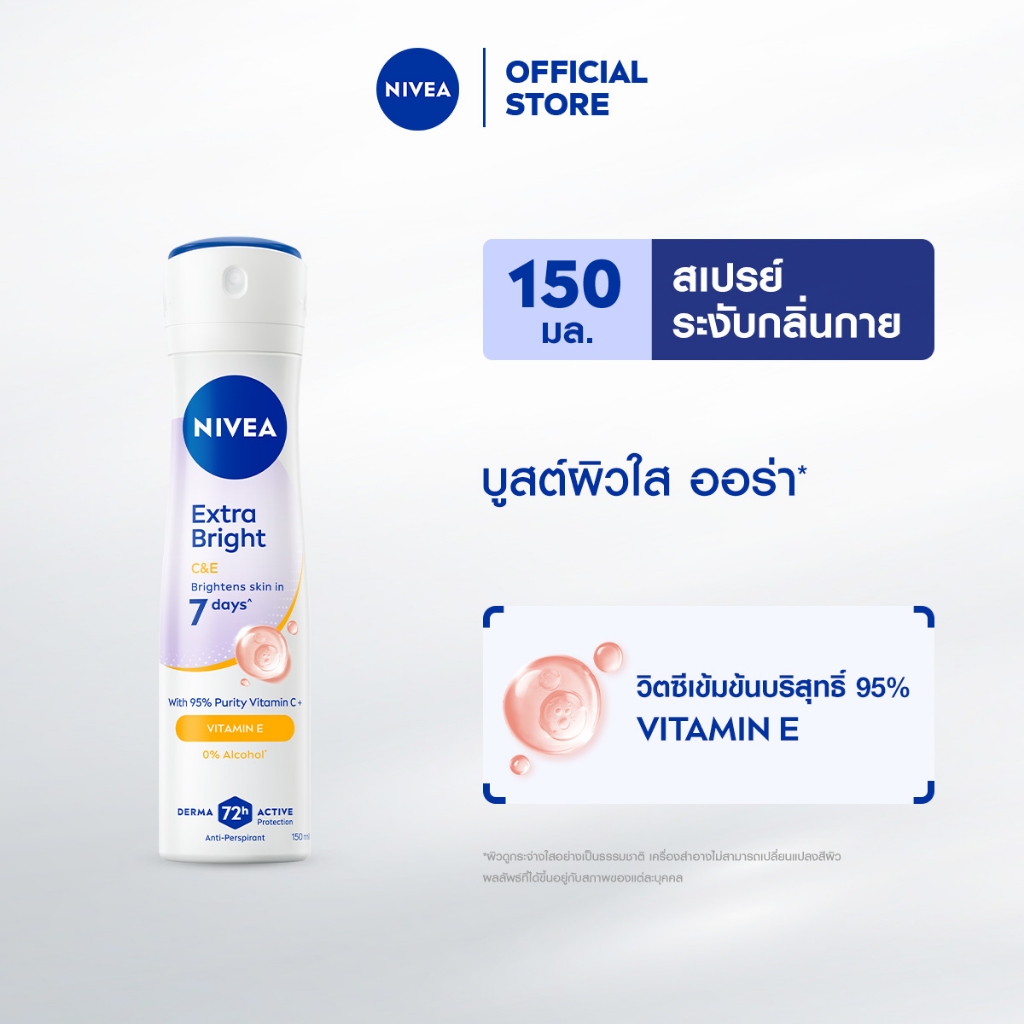 นีเวีย สเปรย์ เอ็กซ์ตร้า ไบรท์ ซีแอนด์อี วิตามิน 150 มล. 2 ชิ้น NIVEA