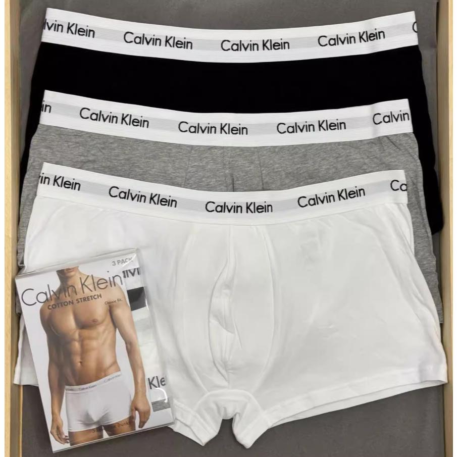 กางเกงในผู้ชาย CK Men's Cotton Stretch Trunks สวมใส่สบาย ระบายอากาศได้ดี 3-Pack